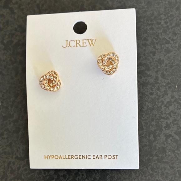 J. Crew Gold and Crystal Knot Earrings - Picture 2 of 4